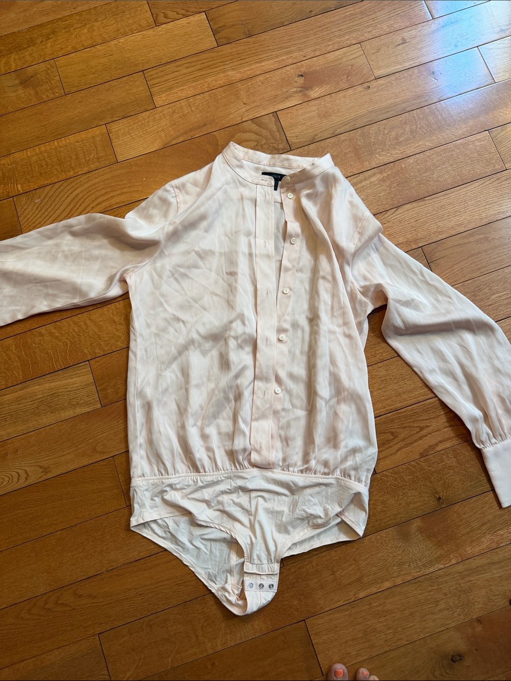 Light Blush Silk Button-Front Bodysuit